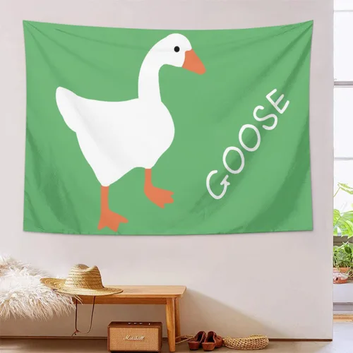 Miniatura 2 de Conank Tapiz de ganso blanco, divertido y lindo tapices de meme de pato, póster de dormitorio universitario, decoración de pared, bandera de fondo