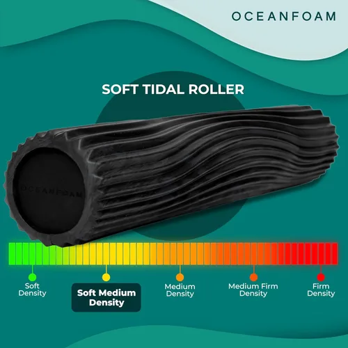 Miniatura 4 de Oceanfoam Soft Tidal Roller (negro y carbón jaspeado) - Rodillo de espuma de baja densidad para terapia física, dolor de espalda, ejercicio
