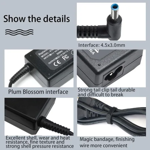 Miniatura 4 de 45W 740015-002 741727-001 L25296-001 Adaptador de CA para HP Pavilion x360 Envy Spectre Elitebook 840 ProBook Laptop Cable de alimentación