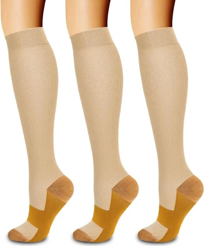 Miniatura 92 de Paquete de 3 pares de calcetines de compresión médica para mejorar la circulación de mujeres y hombres, para correr, hacer deporte y amamantar