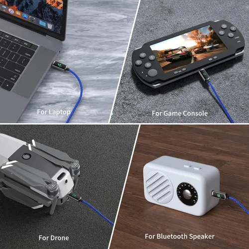 Miniatura 9 de SOOPII Cable USB C a USB C de 100 W, cable trenzado tipo C de nailon de 1 pie con pantalla LED para iPhone 15/15 Pro/15 Plus/15 Pro Max, MacBook