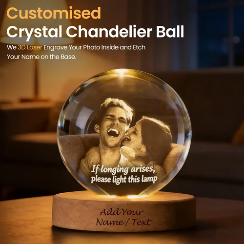 Miniatura 3 de Bola de fotos de cristal 3D personalizada, regalo de imagen grabado con láser, recuerdo conmemorativo único y luz nocturna LED romántica para mamá