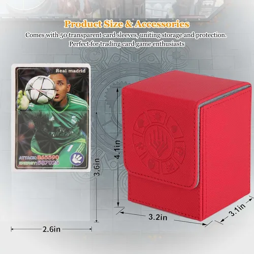 Miniatura 4 de Caja para mazos de cartas Arkeiliy, caja de almacenamiento de más de 110 cartas MTG con 50 fundas para cartas, estuches coleccionables para cartas