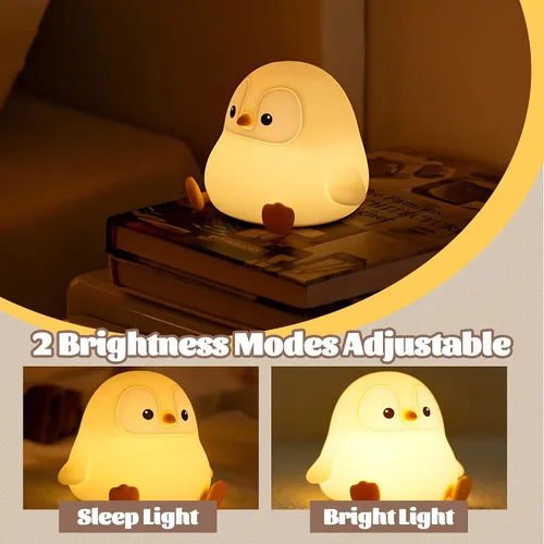Miniatura 4 de Luz nocturna de pingüino para guardería, lámpara LED de silicona blanda, 2 niveles regulables, luz nocturna para niños, luz táctil, lámpara