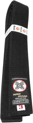 Miniatura 4 de Ronin Deluxe - Cinturón de algodón negro para karate, judo, tae kwon do, aikido, jujitsu artes marciales