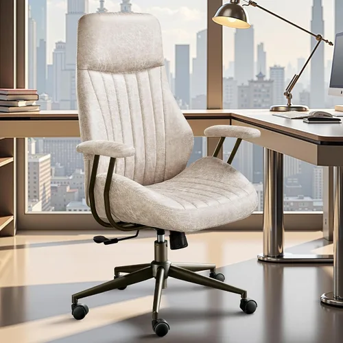 Silla ergonómica de escritorio de oficina en casa, silla giratoria de 360° con reposabrazos extraíbles, respaldo alto, silla moderna de mediados de