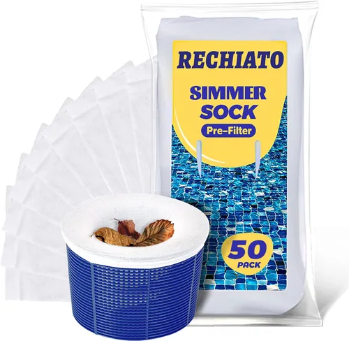 Miniatura 8 de Paquete de 50 calcetines de piscina para filtros de piscina, filtros de cestas y desnatadores para filtrar desechos y hojas, sistema de filtro