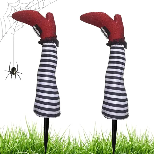 Miniatura 8 de Naysku 1 par de patas de bruja de Halloween de 18 pulgadas al revés para patas de bruja – Estacas de patas y pies de brujas, estacas de Halloween