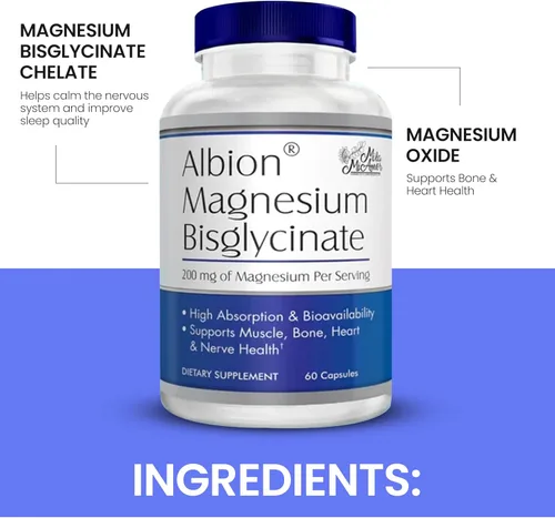 Miniatura 7 de MilaMiAmor Albion® Bisglicinato de Magnesio – Magnesio Quelatado altamente absorbible para músculos, nervios, relajación y apoyo al sueño – Suave