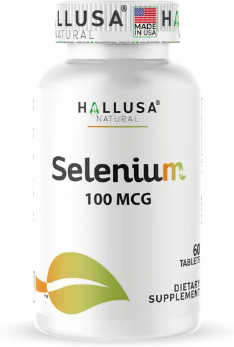 Hallusa Natural Selenio 60 Tabletas, Antioxidante y Apoyo Inmunológico, Salud del Corazón - Suministro para 60 Días