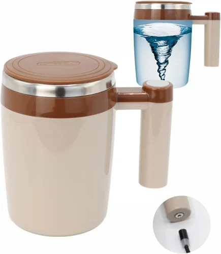 Miniatura 7 de Taza recargable autoagitación - Taza de acero inoxidable automezclable magnética eléctrica para oficina/cocina/viajes/hogar Café/Té/Chocolate Negro