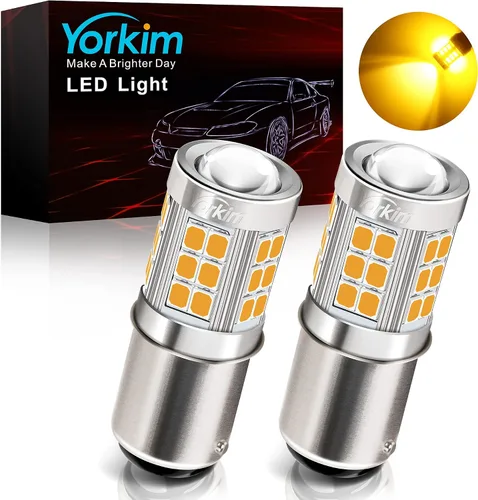 Yorkim Bombilla LED 1157 Ámbar, bombilla LED 1157 para señal de giro, bombilla LED 2357 2057 7528 BAY15D de reemplazo para luces intermitentes de