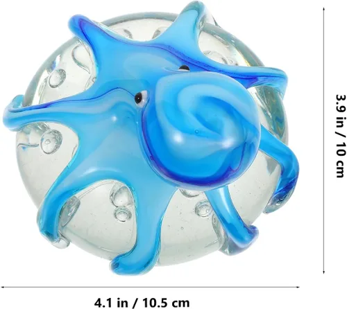 Miniatura 4 de Figura de pulpo de vidrio: Pulpo de vidrio soplado a mano Artesanías de pisapapeles Escultura de animales marinos para pecera Decoración del hogar