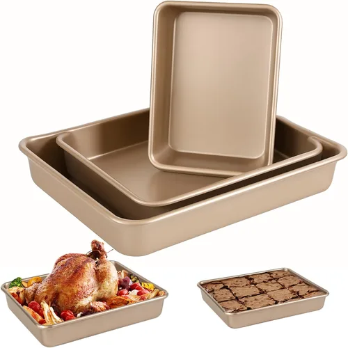 Miniatura 11 de Molde rectangular para tartas, juego de moldes profundos para hornear antiadherentes, 9/11/13 pulgadas, bandeja para hornear de grosor resistente