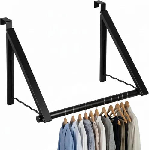 HOLDN' STORAGE Colgador para colgar sobre la puerta, organizador plegable para colgar ropa, abrigos y toallas, ideal para dormitorios, lavandería,