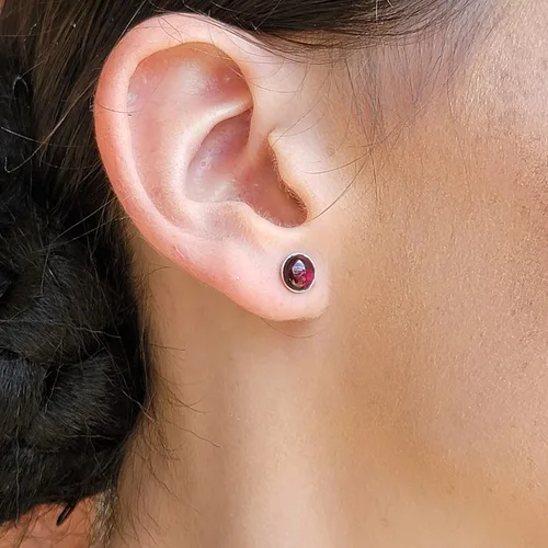 Miniatura 98 de Pendientes naturales de 0.236 in con chapado en oro blanco sobre plata de ley, bisel cabujón de piedras preciosas regalo de joyería para ella