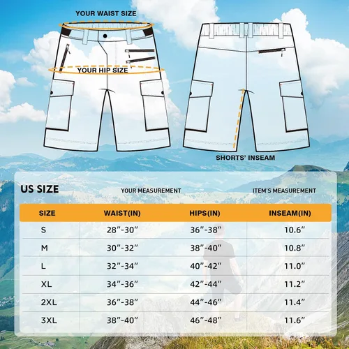 Miniatura 6 de Hiauspor Pantalones cortos de ciclismo de montaña para hombre, elásticos, de secado rápido, para senderismo, trabajo, golf, pesca, táctico