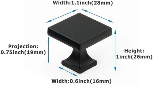 Miniatura 2 de Peaha PH6785BK - Paquete de 15 pomos negros para gabinete, tiradores cuadrados para pomos de cajón para cocina, tocador y baño Negro-Cuadrado 1