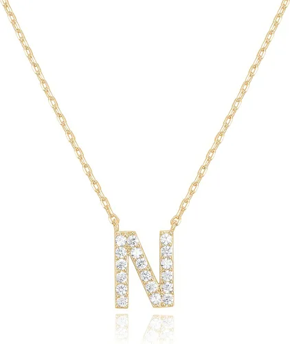 Miniatura 23 de PAVOI 14K White Gold Plated Cubic Zirconia Initial Necklace Letter Dainty Necklaces for Women