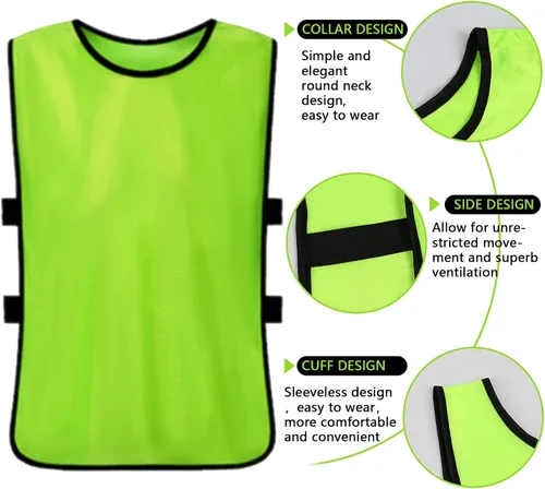 Miniatura 2 de brooman Scrimmage - Chaleco de entrenamiento para niños, jóvenes y adultos, camiseta de práctica de fútbol atlético (12 y 24 unidades)