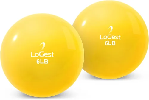 Miniatura 8 de Logest Par de pelotas de ejercicio de tonificación ponderada, bola medicinal de forma redonda, 1 libra, 2 libras, 3 libras, 4 libras, 5 libras, 6
