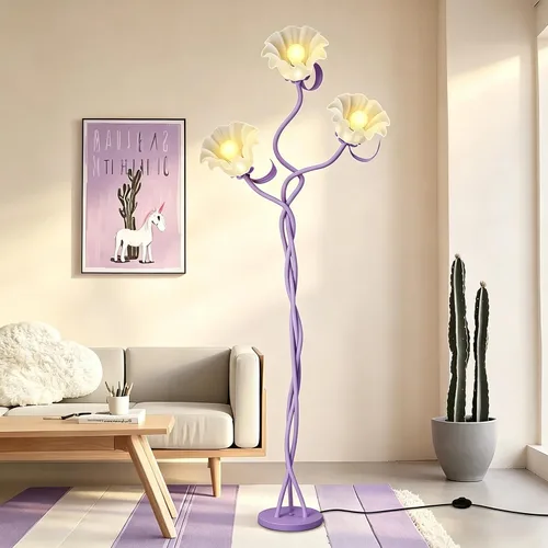 Miniatura 7 de Lámpara de pie de flores para sala de estar, lámpara de pie de flores con 3 temperaturas de color, lámpara LED de lectura de flores, lámparas de pie