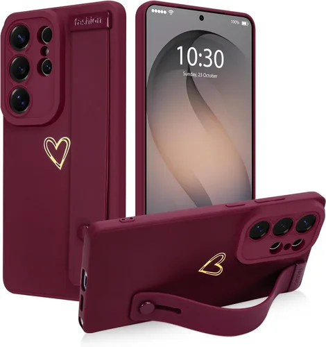 Miniatura 45 de Funda magnética compatible con Samsung Galaxy S25 Ultra para mujeres y hombres, estética flor de durazno, correa de muñeca ajustable incorporada