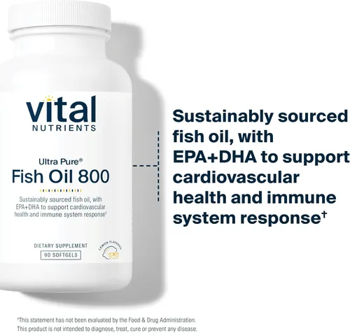 Miniatura 3 de Vital Nutrients Ultra Pure Fish Oil 800 - Apoya la salud del corazón, el cerebro y el sistema inmunológico* - Ácido graso omega-3 de alto contenido