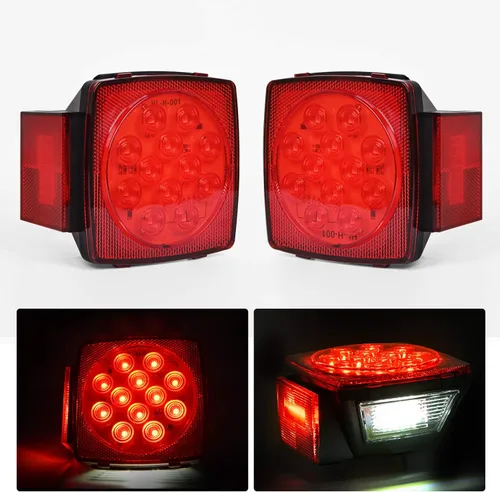 Miniatura 12 de Nilight 2 piezas de luces LED cuadradas para remolque, de perfil bajo, sumergibles, IP68, luces direccionales y de freno traseras, laterales