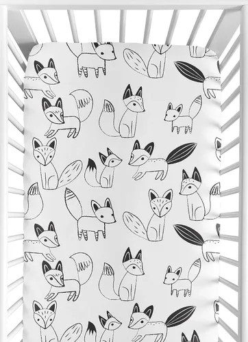 Miniatura 10 de Sábana bajera ajustable para cuna para bebé o niño pequeño en blanco y negro para colección de parches rústicos por Sweet Jojo Designs flecha negra