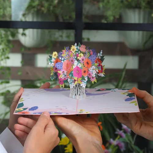 Miniatura 4 de Paper Love Carta desplegable 3D, arreglo floral, día de la madre, para todas las ocasiones, funda de 5 x 7 pulgadas, incluye sobre y etiqueta de nota