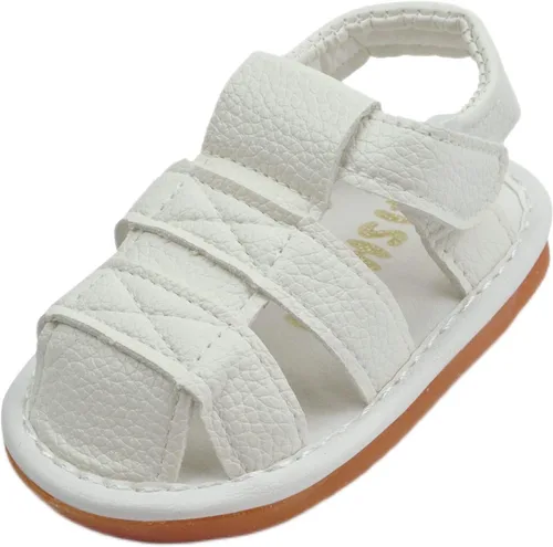 WILLFUN Sandalias chirriantes de verano para bebé, niño, niña, suela de goma de primera calidad, puntera cerrada, antideslizantes, zapatos para