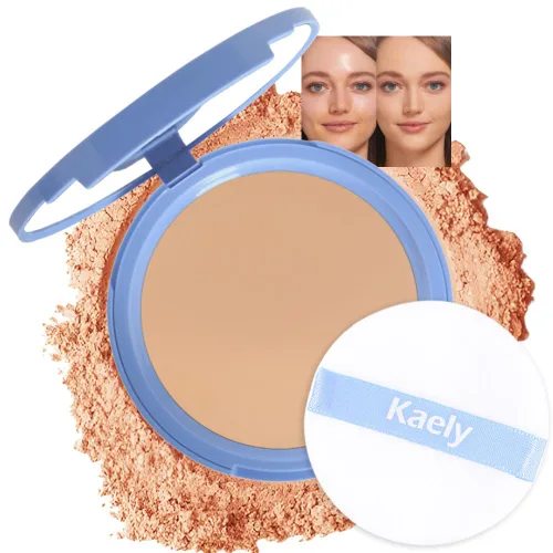 Miniatura 9 de evpct Polvo facial prensado para control de aceite, compacto para mujeres, base de maquillaje translúcida para mujeres, impermeable, de larga