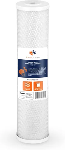 Aquaboon Cartucho de filtro de bloque de carbón de 4.5 x 20 - 5 micrones, filtro de agua para toda la casa, reemplazo, elimina el sabor y los olores