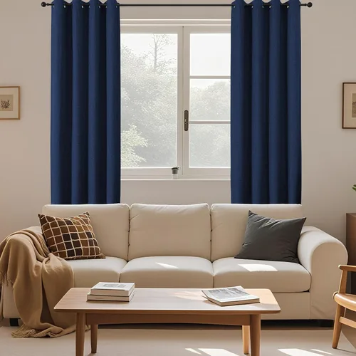 Miniatura 7 de CUCRAF Juego de 2 paneles de cortinas 100% opacas de 54 pulgadas de largo, cortinas texturizadas de lino para oscurecer la habitación, con ojales