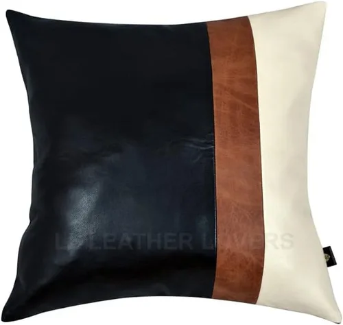 Miniatura 44 de LL LEATHER LOVERS Funda de almohada de piel de cordero - Funda de cojín para sofá, fundas decorativas para sala de estar y dormitorio, 20 x 20 Negro