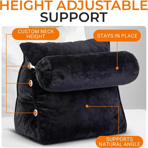 Miniatura 3 de Cheer Collection Almohada de cuña de lectura, almohada de lectura de cuña ajustable con soporte para el cuello, almohada de respaldo rellena