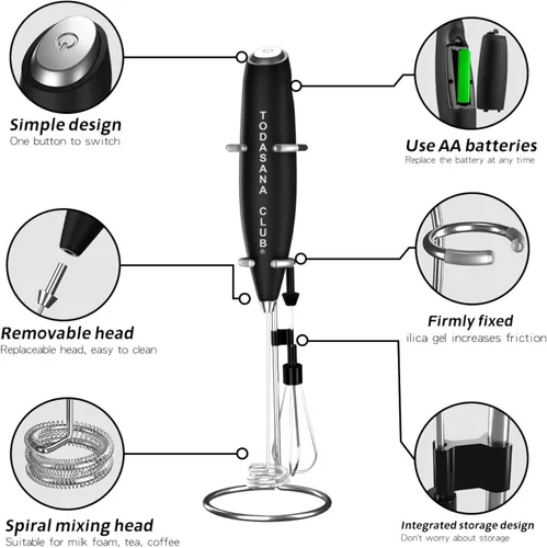Miniatura 2 de Varita espumadora de leche El mejor espumador de leche de doble batidor de mano Alta potencia 19000rpm/min con motor eléctrico mejorado