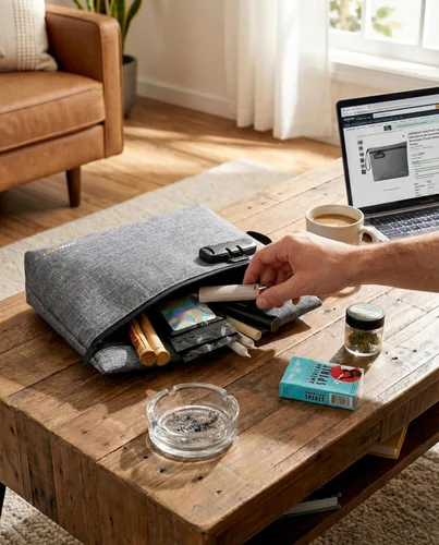 Miniatura 5 de Bolsa a prueba de olores, bolsa a prueba de olores con cerradura de combinación, contenedor duradero a prueba de olores con forro de carbono, bolsa