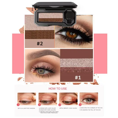 Miniatura 5 de Sombra de ojos perfecta de doble color, maquillaje de sombra de ojos perezosa de dos tonos, altamente pigmentada con exquisitas purpurina