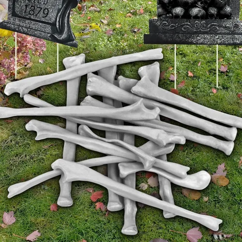 15 huesos de esqueleto para decoración de Halloween, huesos de plástico, accesorios de terror para decoración de huesos de calavera de tamaño real,