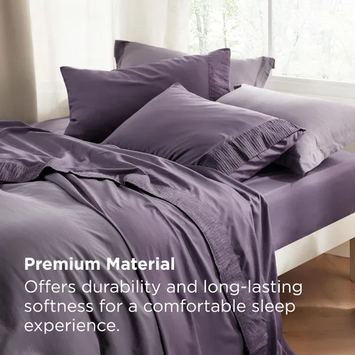 Miniatura 5 de Bedsure Juego de sábanas individuales – Sábanas suaves para cama individual, 3 piezas de hotel de lujo, color morado polvoriento, juego de sábanas