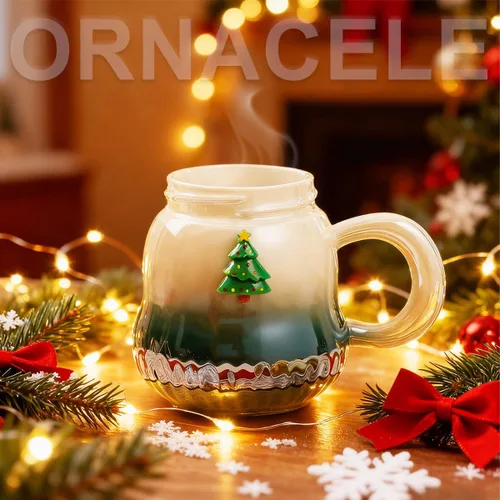 Miniatura 5 de Taza de Navidad, lindas tazas de té de cerámica con tapa de Santa, taza novedosa para leche, café, chocolate caliente, regalo de Navidad