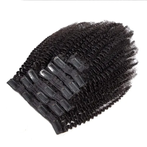 Miniatura 2 de Extensiones de cabello humano real rizado con clip, extensiones de cabello humano real 3C 4A, extensiones de cabello humano con clip, doble trama