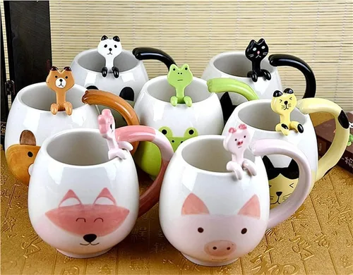 Miniatura 4 de Arawat Linda taza de café de rana con cuchara, diseño de ranas impresas, regalo de 14.2 fl oz, taza de café de cerámica kawaii, tazas divertidas