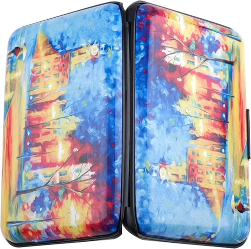 Miniatura 49 de Tarjetero de aluminio con bloqueo RFID para hombres y mujeres, elegante cartera de viaje con 7 ranuras, la mejor protección contra escaneos
