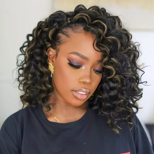 Miniatura 27 de Cabello de ganchillo con ondas oceánicas, 12 pulgadas, 8 paquetes de 3 tonos, cabello rizado de longitud media, rizado y ondulado profundo