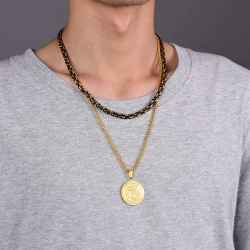 Miniatura 3 de Prosteel. - Collar con dije y cadena de San Miguel Arcángel, joyería religiosa católica.