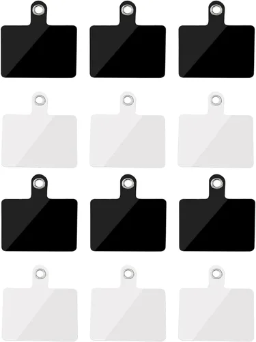 Paquete de 12 cordones para teléfono celular con anillo de metal, 2 colores universales de repuesto para teléfono celular, parches de PVC,