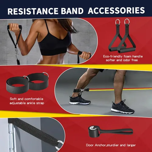 Miniatura 3 de WHATAFIT Bandas de resistencia, bandas de ejercicio, bandas de resistencia para entrenamiento, bandas de entrenamiento con asas para hombres y Multi